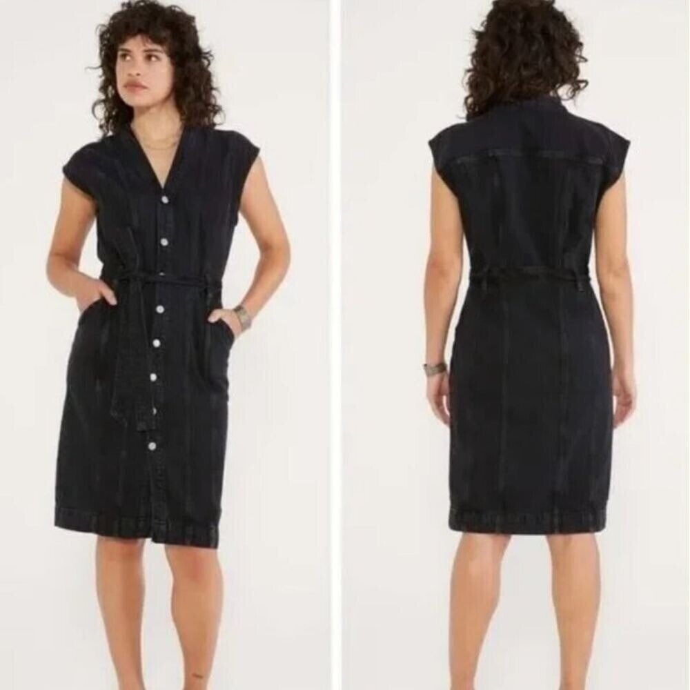 NWT Etica Issa Seamless Denim Mini Dress in Black Rock Size XS